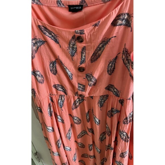 NWT Torrid Cross Hatch Pinafore Midi Dress - Feather Coral Prairie Beachcore 4X - Picture 4 of 12
